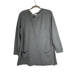 J. Jill Women's Gray Long Sleeve Pullover Sweater With Front Pockets Size L